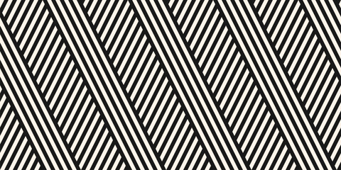 Vector geometric line seamless pattern. Black and white texture with diagonal stripes, lines, chevron. Simple abstract background. Modern sport style linear ornament. Repeat monochrome geo design