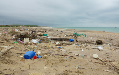 Plastic and other garbage on the coast