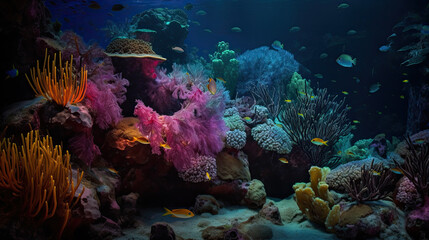 Naklejka na ściany i meble Illustration of coral reef - AI generated image.
