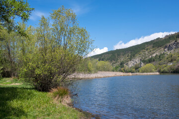 Fototapeta premium Spring Landscape of Pancharevo lake, Bulgaria