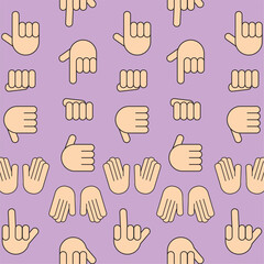 Seamless pattern background with hand gesture icons Vector