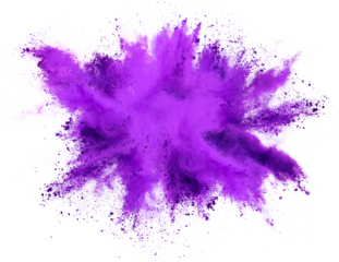 bright purple lilac holi paint color powder festival explosion burst isolated white background. industrial print concept background