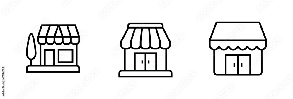 Aufkleber online store marketplace icon set vector shop building outline symbol for an app or web illustration