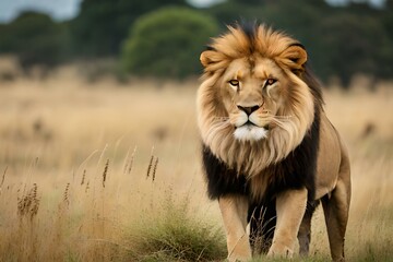 lion in the grassgenerated by AI technology 