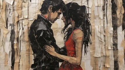 Fototapeta na wymiar Couple in Love illustration - beautiful wallpaper