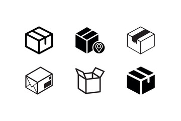 vector illustration. set of icons and icons. package. delivery. collection of boxes. cube flat web