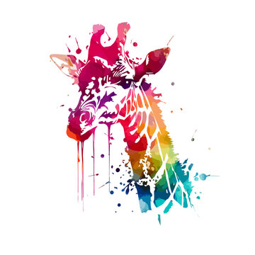 Object giraffe multicolored. Graffiti style. Vector illustration