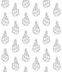 Vector seamless pattern of hand drawn doodle sketch dragon fruit isolated on white background
