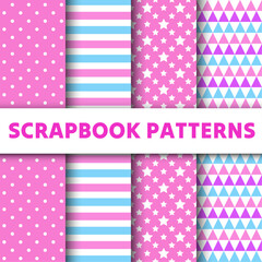 Scrapbook seamless pattern. geometric textures set. pastel colors illustration.