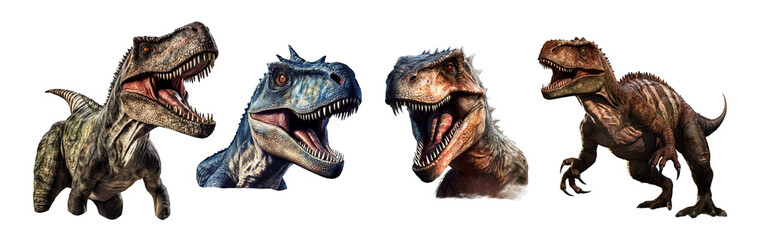 Dinosaur, Roaring Power: Mighty T-Rex Head Clipart for Art, Logos, and Logos - Transparent PNG with Isolated Illustration. 
