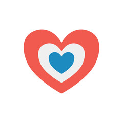 Vector groovy American flag heart isolated on white background