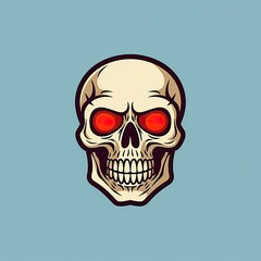 Fototapeta premium A red-eyed skull, cartoonish style
