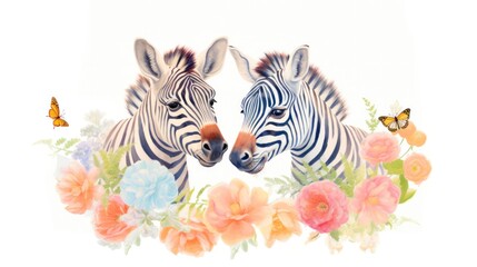 Obraz premium Children's book illustration happy zebras