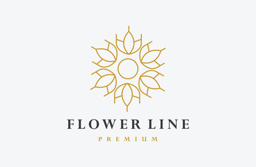 Fototapeta premium Flower Abstract logo Beauty Spa salon Cosmetics brand Linear.