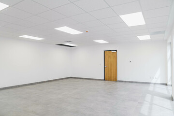 Door of warehouse storages, perfect render room, windows and soft lights rooms 