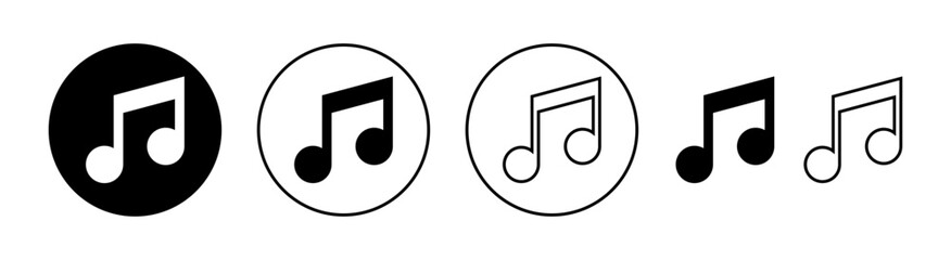Music icon set  for web and mobile app. note music sign and symbol