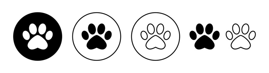 Paw icon set for web and mobile app. paw print sign and symbol. dog or cat paw