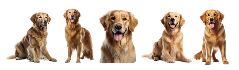 Golden Retriever Bliss: Vibrant Clip Art and Illustrations for Pet Lovers and Logo Designers - Versatile PNGs with Transparent and White Backgrounds.  Illustrations. 