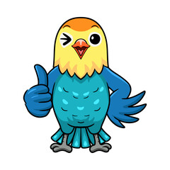 Cute parblue opaline lovebird cartoon giving thumb up