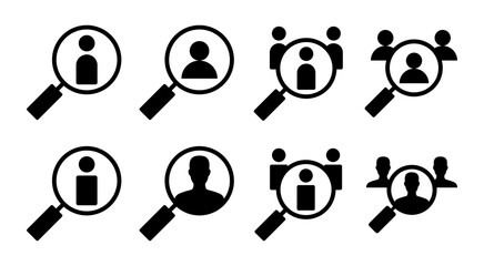 Fototapeta premium Hiring icon set illustration. Search job vacancy sign and symbol. Human resources concept. Recruitment