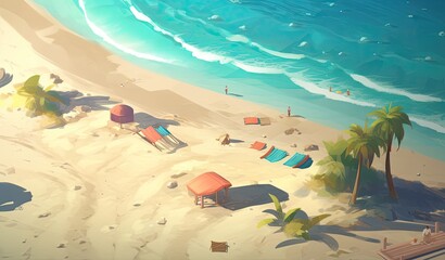 Illustrated Vacation Background With Copyspace Generative AI