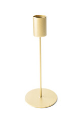 Golden candle holder on white background