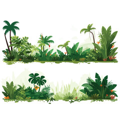jungle set vector flat minimalistic isolated illustration - obrazy, fototapety, plakaty