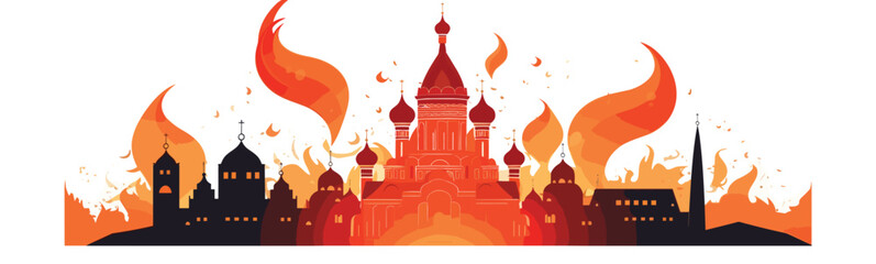 kremlin on fire vector flat minimalistic isolated illustration