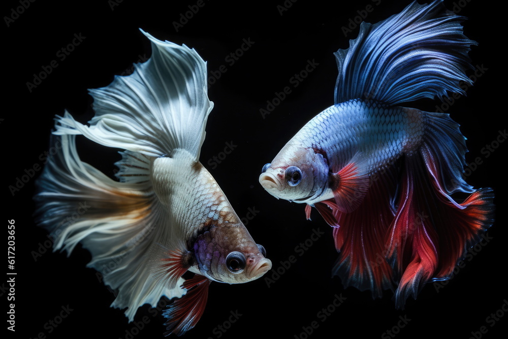 Wall mural Halfmoon betta fish, siamese fighting fish, Capture moving of fish