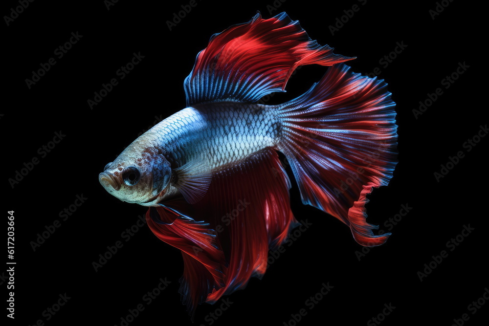 Wall mural Halfmoon betta fish, siamese fighting fish, Capture moving of fish