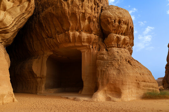 Al Ula old city , Saudi Arabia - jun 7 2023- The Nabataeans or Nabateans Tombs Civilization in Madain Saleh in Al Ula -  Qasr al-Farid