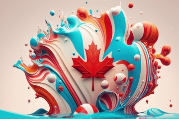 Obraz premium Happy Canada day, Dominion . Maple leafposter for celebrate national day of Canada.1st of July celebration background. Canada independence patriotism card. Canada flag, red maple leaf.