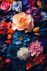 close up blossom floral bouquet decoration made with Generative AI
