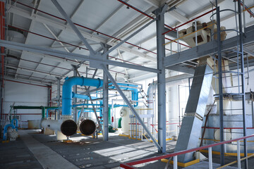 Modern granary with different equipment, inside view