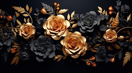 close up kirigami style blossom floral roses bouquet decoration made with Generative AI