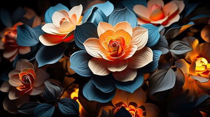 Obraz premium close up kirigami style blossom floral single gardenias flower decoration made with Generative AI