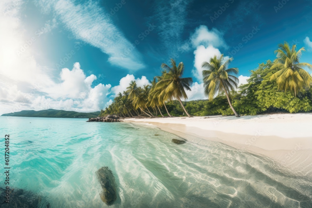 Poster beach relaxing view backdrop generative ai