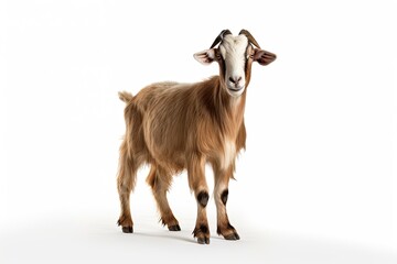 portrait Toggenburg goat isolated on white made with Generative AI