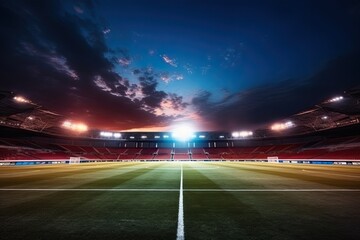 A shot of a football stadium with lights made with Generative AI