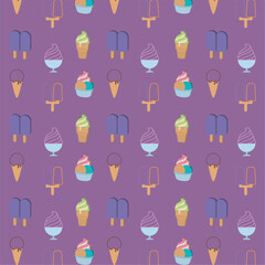 Colored seamless pattern background with ice cream icons Vector