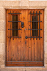 old wooden window in a front door