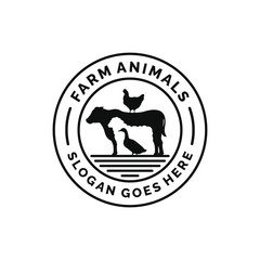 Farm animals logo design vector. Livestock logo vector