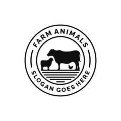 Farm animals logo design vector. Livestock logo vector