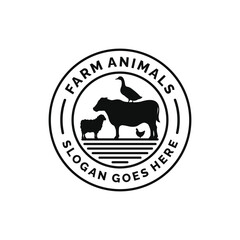 Farm animals logo design vector. Livestock logo vector