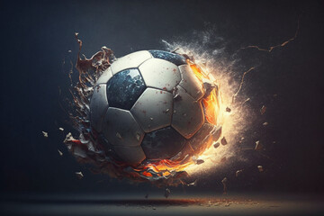 Fototapeta premium Soccer ball with effects Generative AI, IA, Generativa
