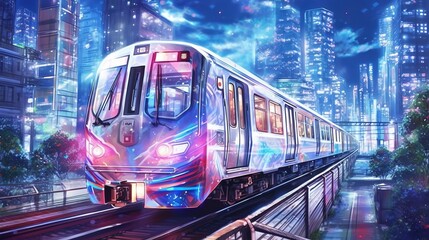 Fototapeta premium 列車イラスト,Generative AI AI画像