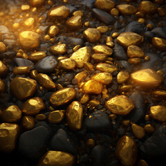 Raw gold on land