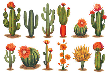 Adorable Cactus and Flower Illustration: A Perfect Combination of Cute and Colorful