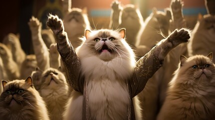 Bash of Whiskers: Himalayan Cat Party in Full Swing - obrazy, fototapety, plakaty