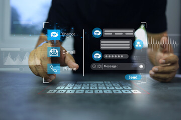 Chatbot conversation concept. Virtual assistant software AI automation technology. Customer chating...